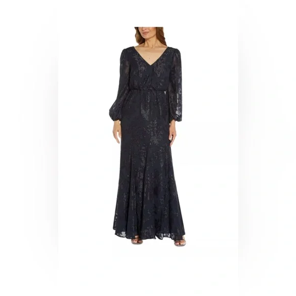 chinese dress ladies Adrianna Papell Lace Long Sleeve Evening Gown Women's Dress Icy Lilac : 6 main image 0